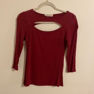 Sexy burgandy cut our shirt